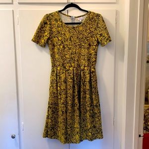 Yellow And Grey Lularoe Amelia Dress - image 1